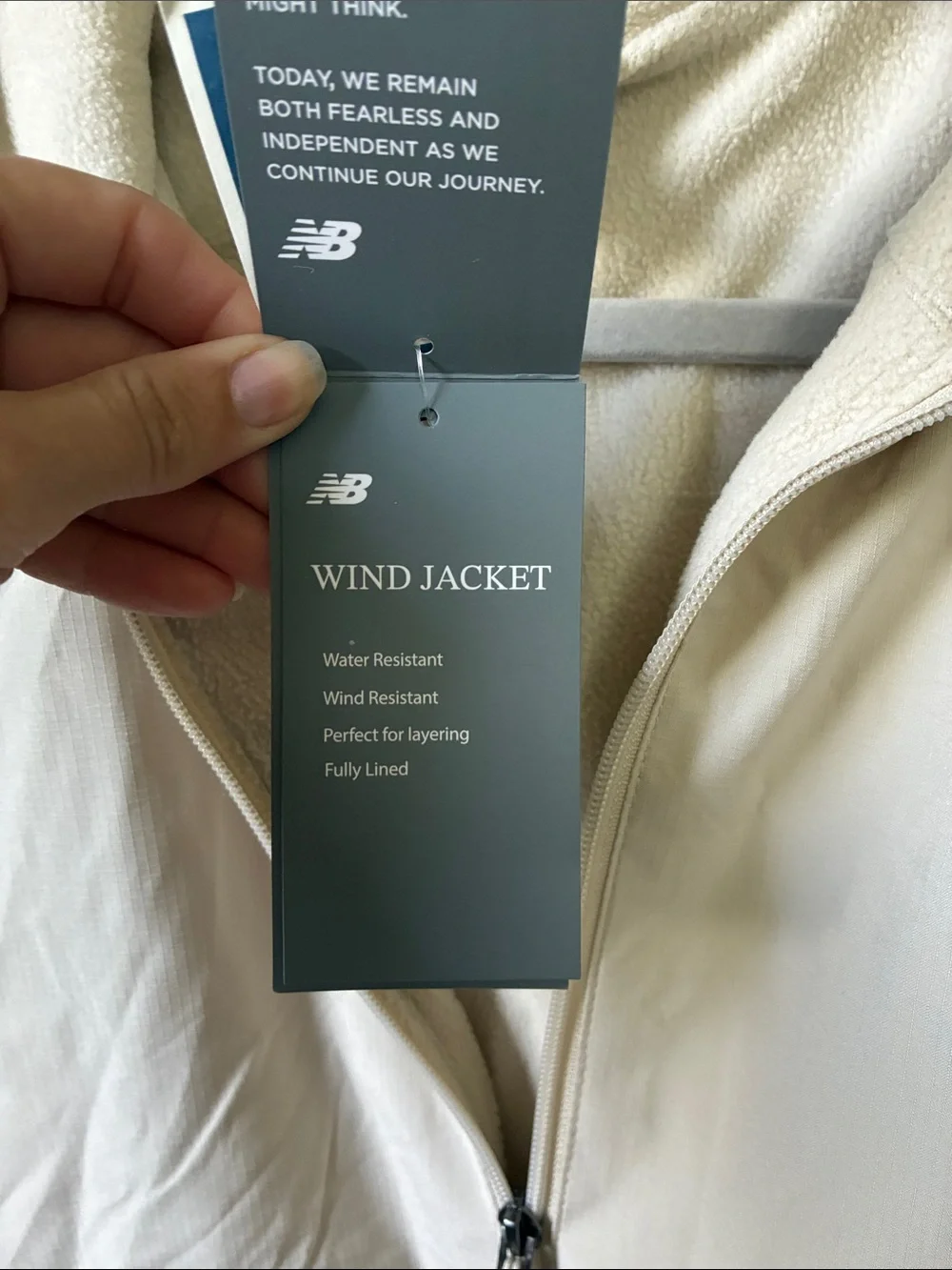 New Balance Women's Light Cream Hooded Utility Jacket - Picture 3 of 6